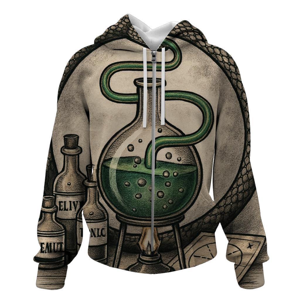 Alchemy Vessel Ouroboros Distillation graphic hoodies