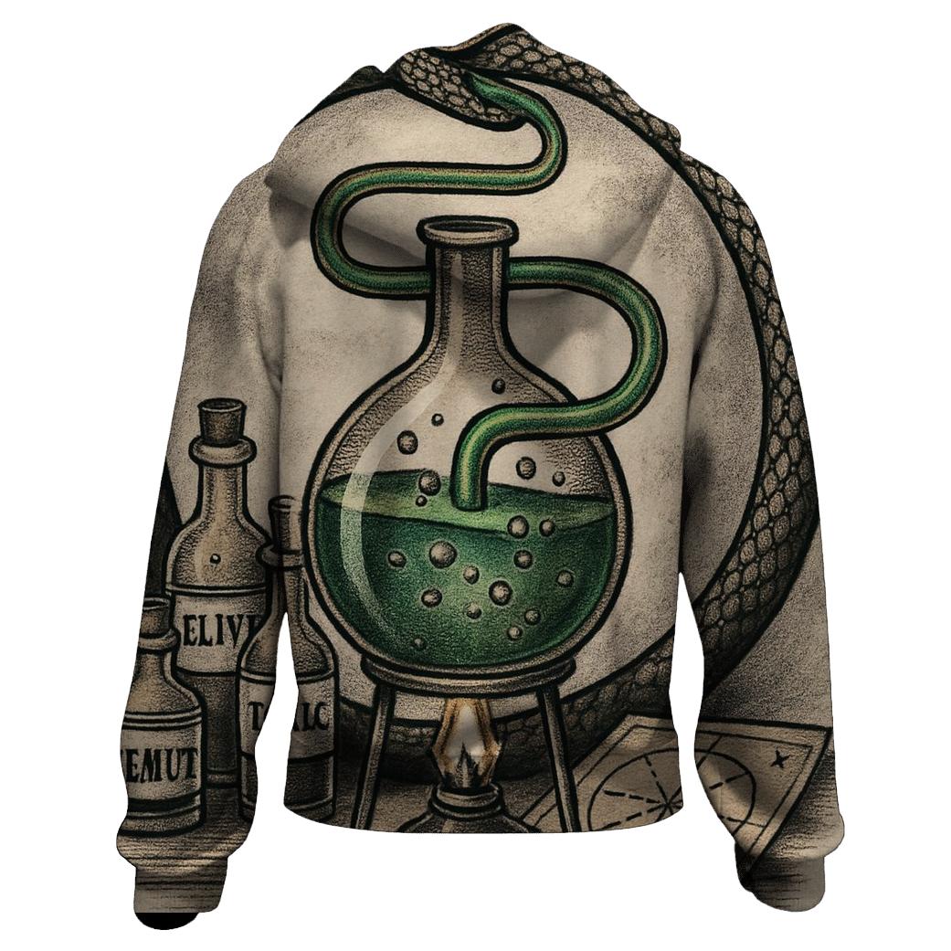 Alchemy Vessel Ouroboros Distillation graphic hoodies