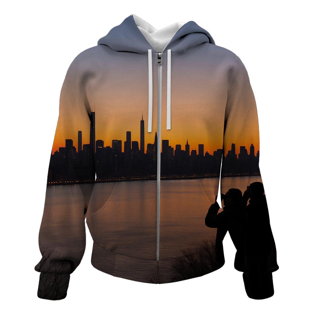 Sunset Over New Jersey Palisades With Manhattan In Profile hoodie designs