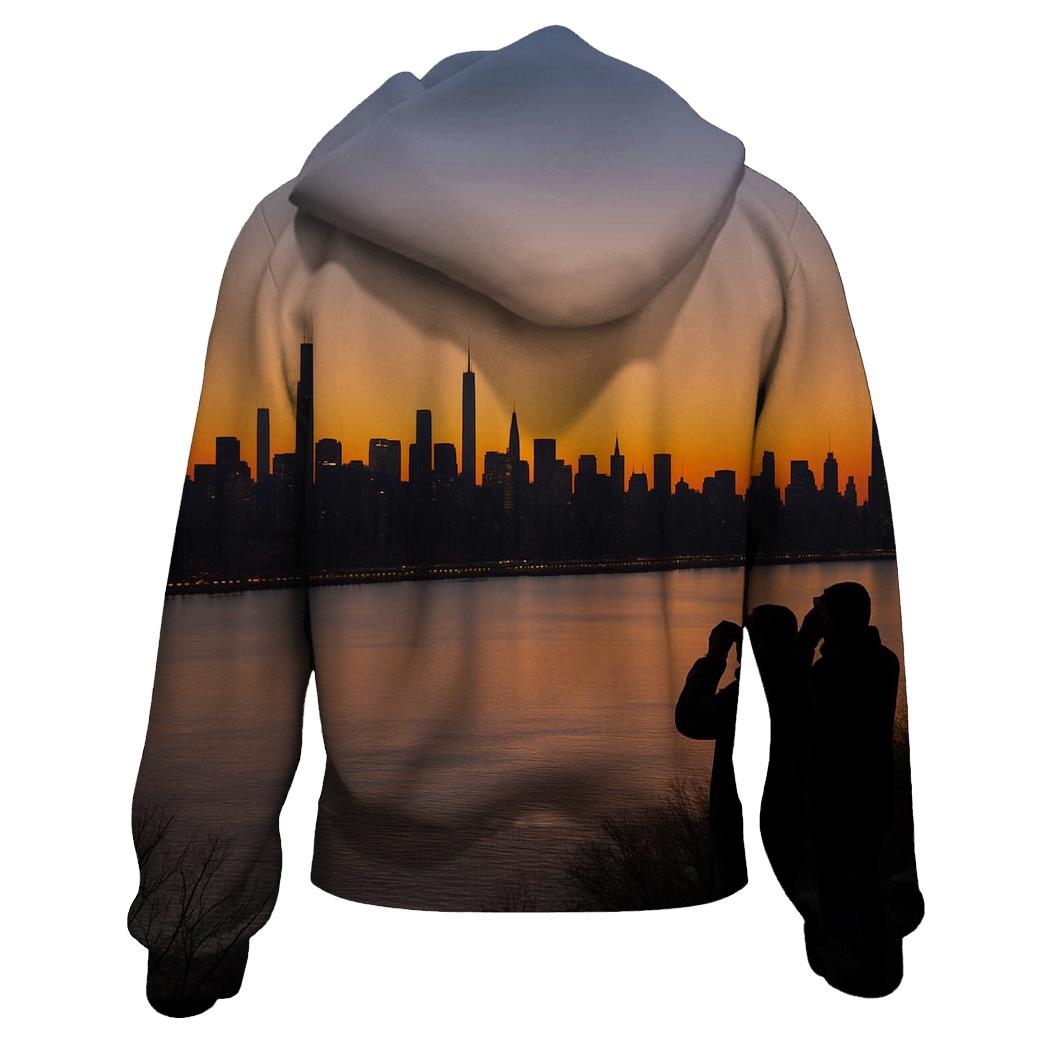 Sunset Over New Jersey Palisades With Manhattan In Profile hoodie designs