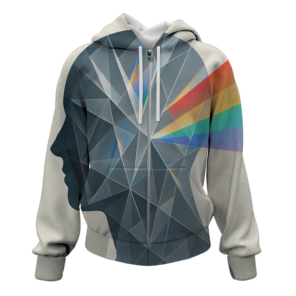 Glass Prism Portrait Silhouette printed hoodies