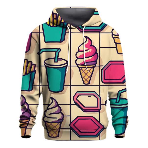 Neon Mall Food Court Pattern printed hoodies
