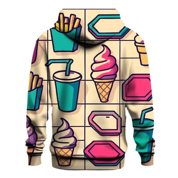 Neon Mall Food Court Pattern printed hoodies