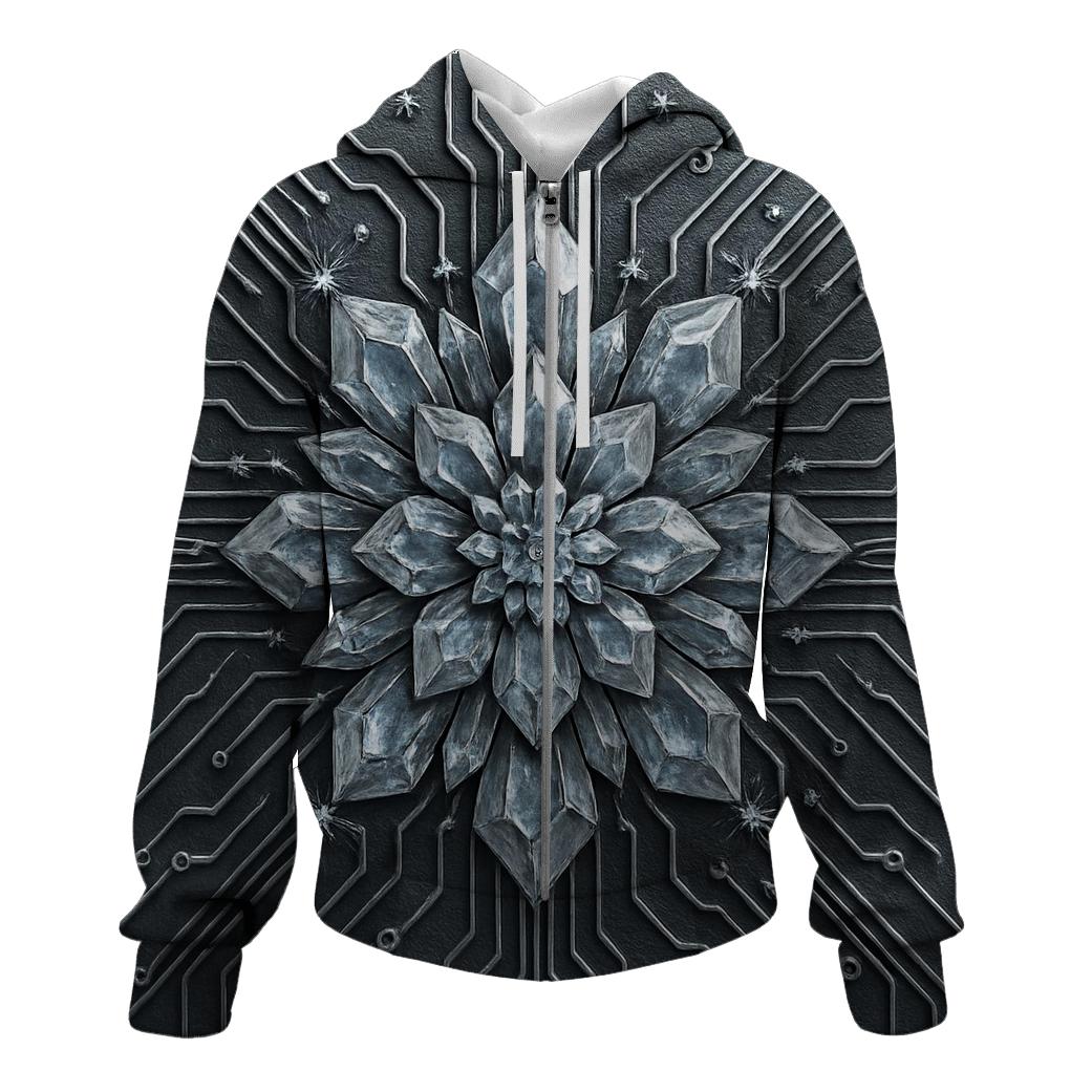 Crystal Circuit Bloom graphic hoodies