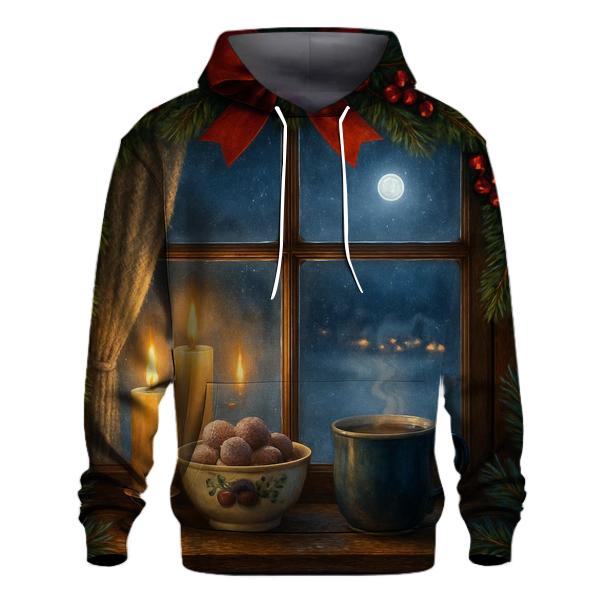 Candlelit Evergreen Window On Snowy Eve hoodie styles