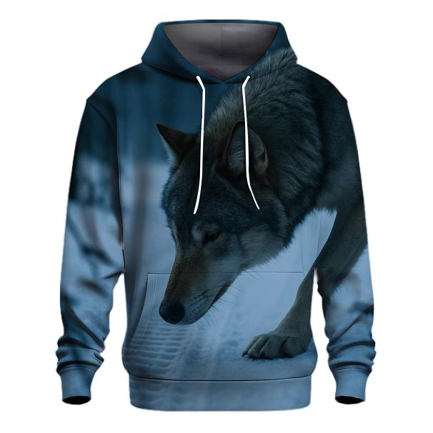 Snowmobile Track Investigation In Boreal Dawn graphic hoodies