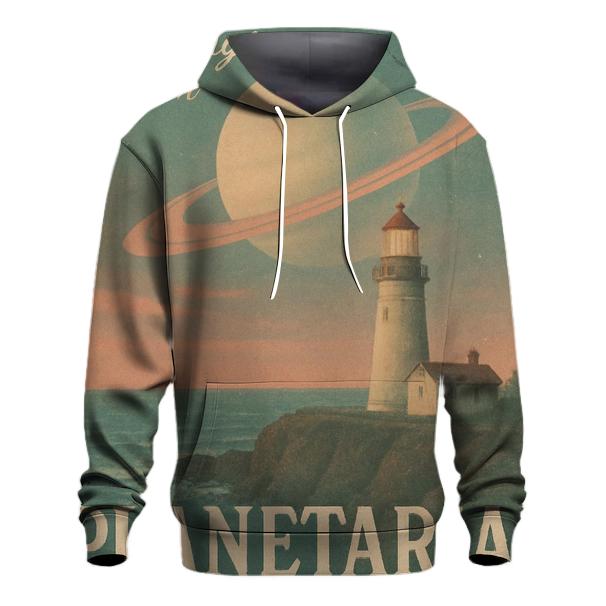 Faded Coastal Lighthouse Saturn Postcard designer hoodies