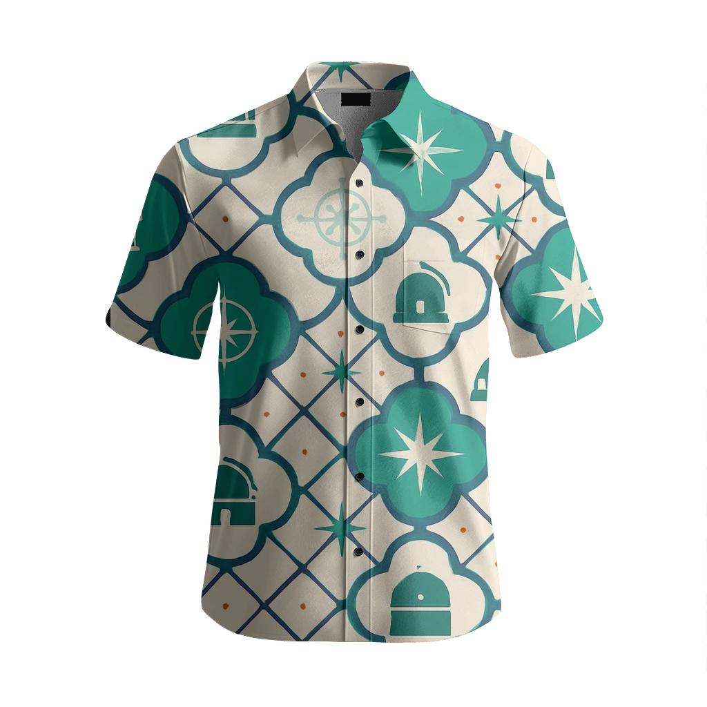 Aurora Quatrefoil Observatory Trellis embroidered logo shirts