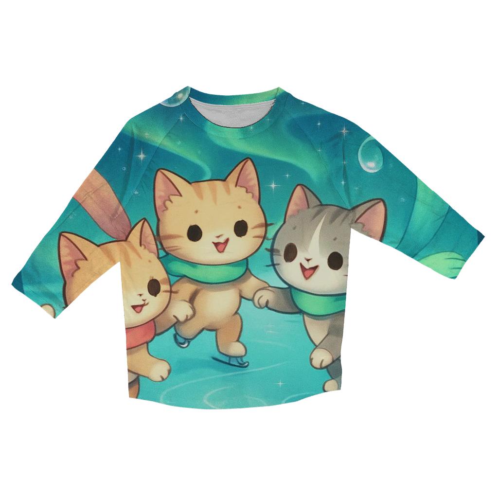 Aurora Bubble Skater Kittens cotton quarter sleeve shirts