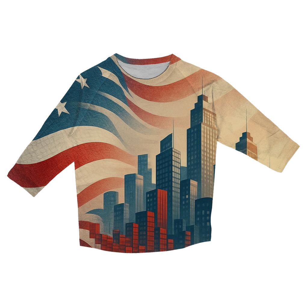 Skyline Flag Mosaic Drift trendy 3/4 sleeve tops