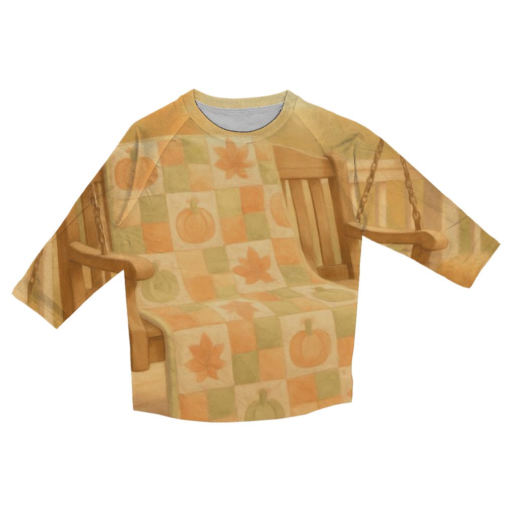 Porch Swing Pumpkin Quilt fashion 3/4 sleeve shirts