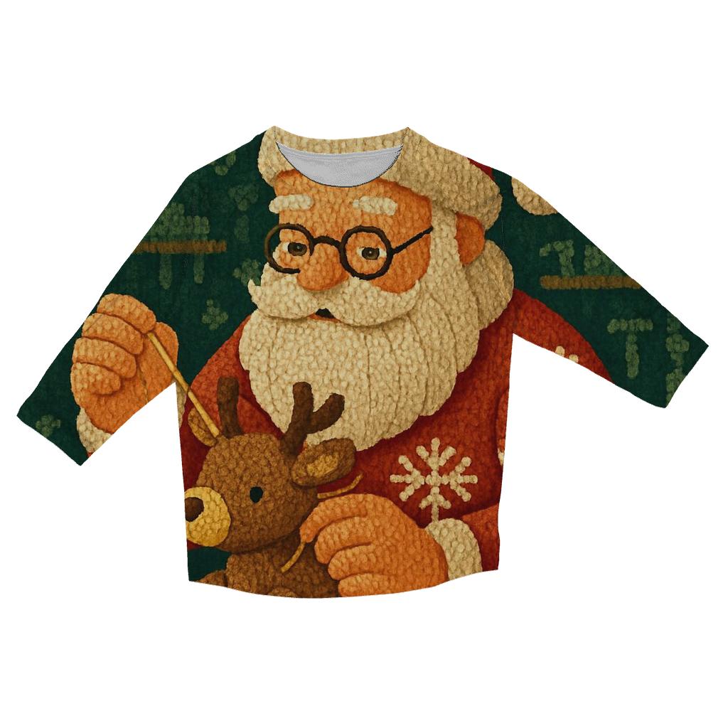 Knitted Workshop Toymaker Santa stylish quarter sleeve tops