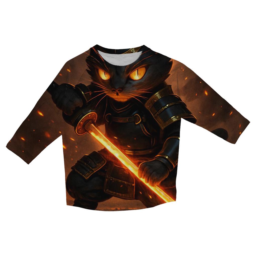 Volcanic Forge Samurai Cat fashion 3/4 sleeve shirts