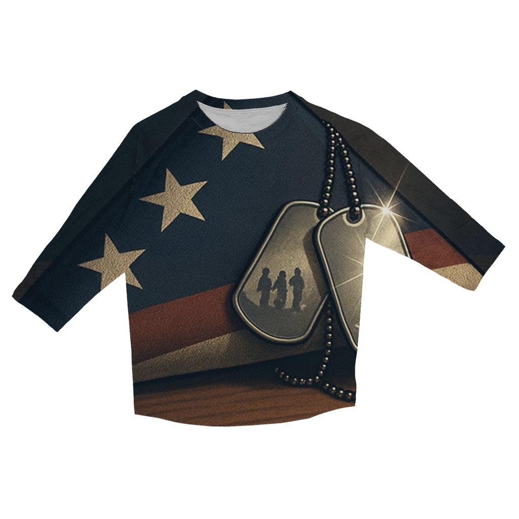 Dog Tags In The Flag Fold Reflection personalized 3/4 sleeve tees