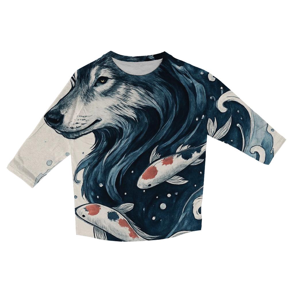Ink Tide Koi Wolf Hybrid personalized 3/4 sleeve tees
