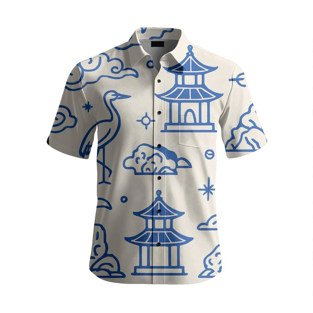 Stellar Chinoiserie Cloud Toile personalized embroidery shirts