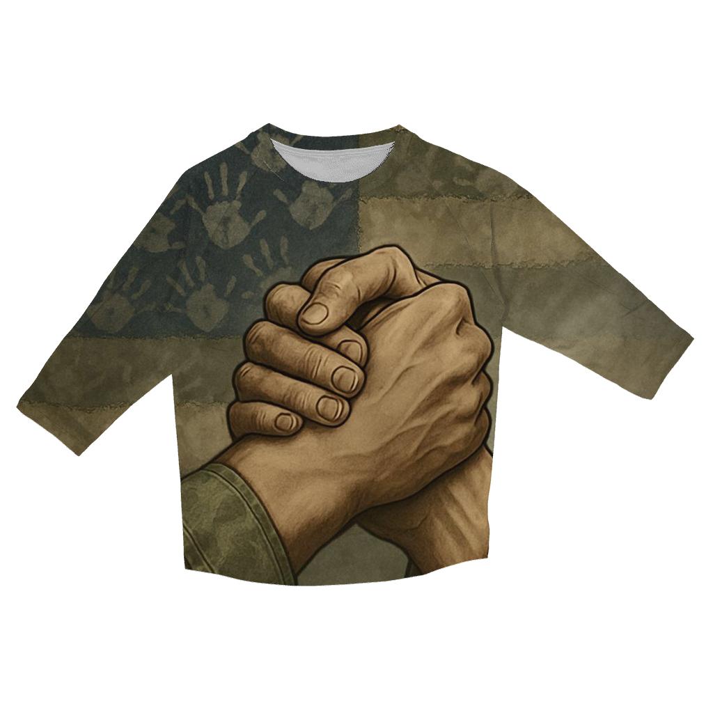 Camouflage Mosaic Flag Of Many Hands fashion 3/4 sleeve shirts