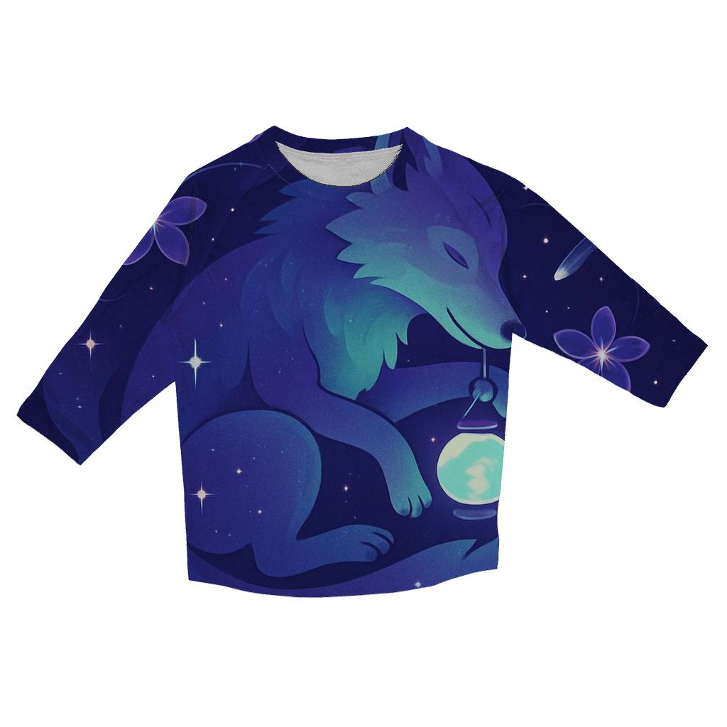 Orbit Garden Astral Wolf printed three quarter sleeve shirts