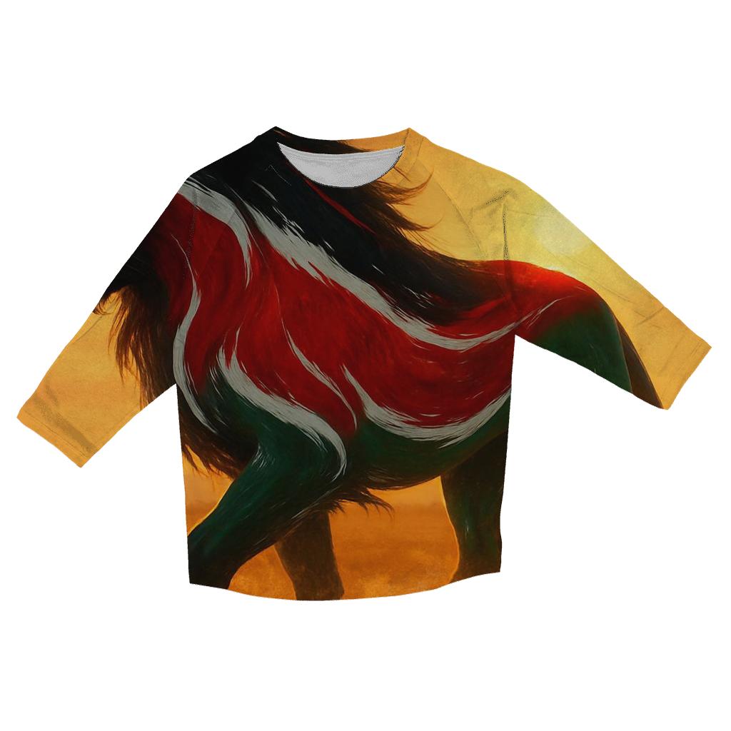 Kenya Surreal Savannah Flag Lion Shadow fashion 3/4 sleeve shirts