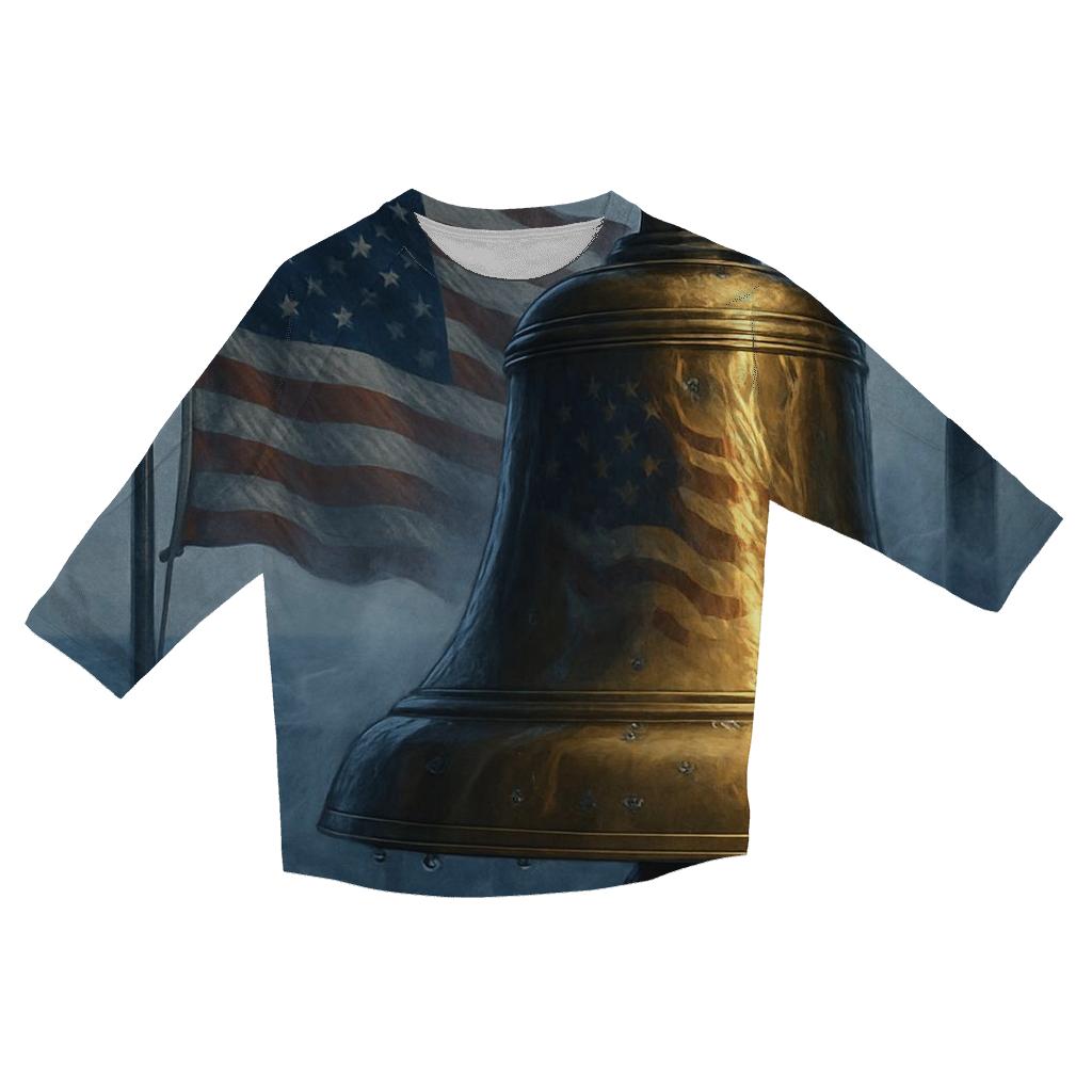 Steel Ship Bell And Flag In Ocean Mist stylish quarter sleeve tops