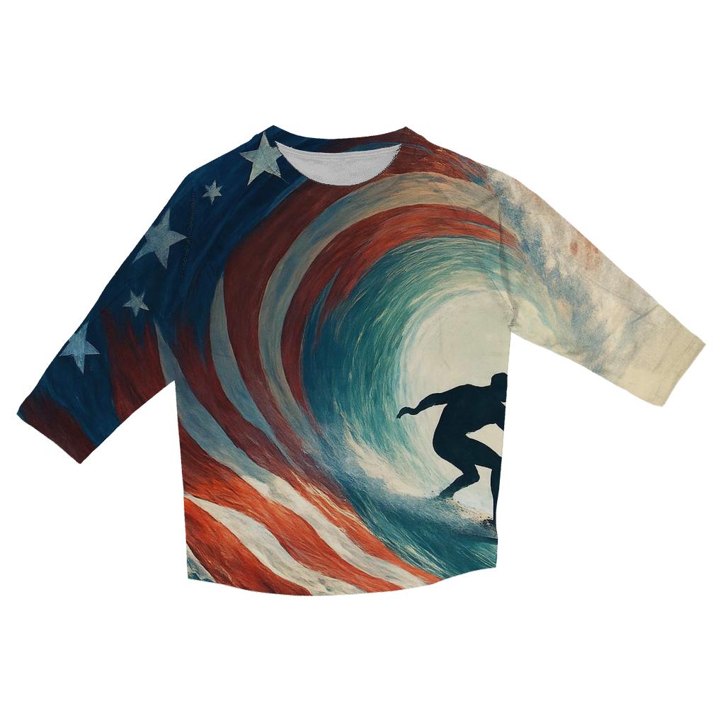 Ocean Wind Stripes Breaker designer 3/4 sleeve blouses
