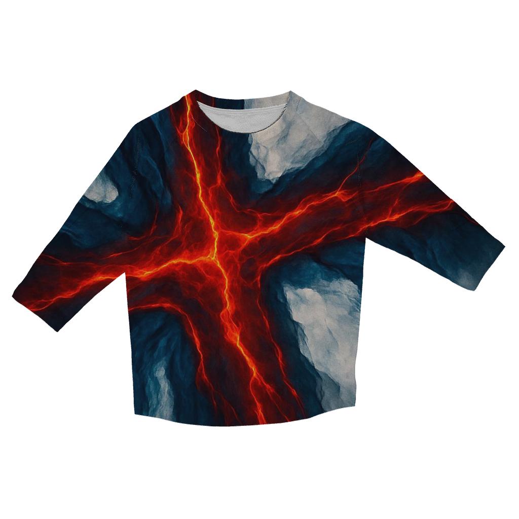 Iceland Abstract Flag Glacier Lava Merge printed three quarter sleeve shirts