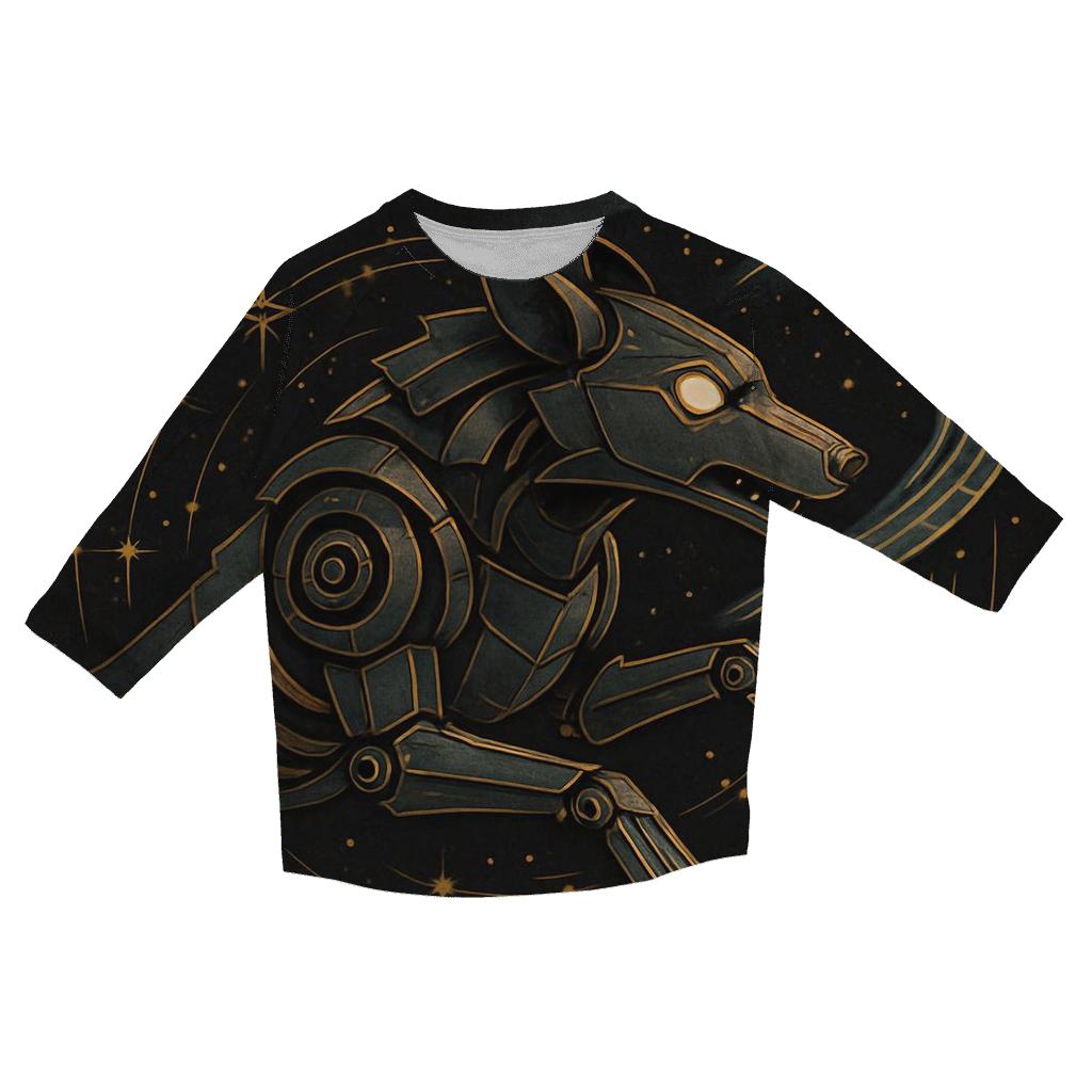 Clockwork Comet Wolf Rider printed three quarter sleeve shirts