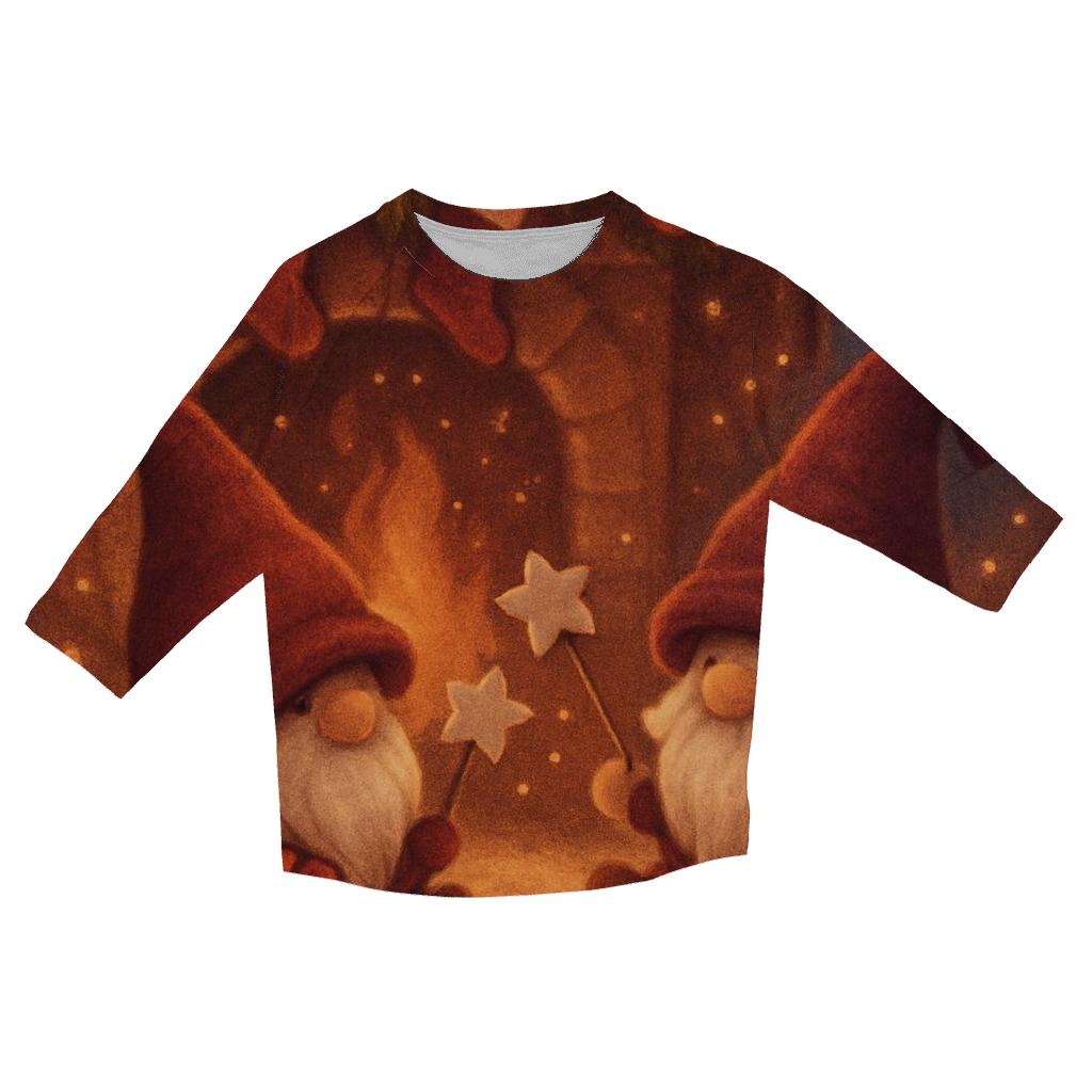 Gnome Fireplace Marshmallow Watch trendy 3/4 sleeve tops