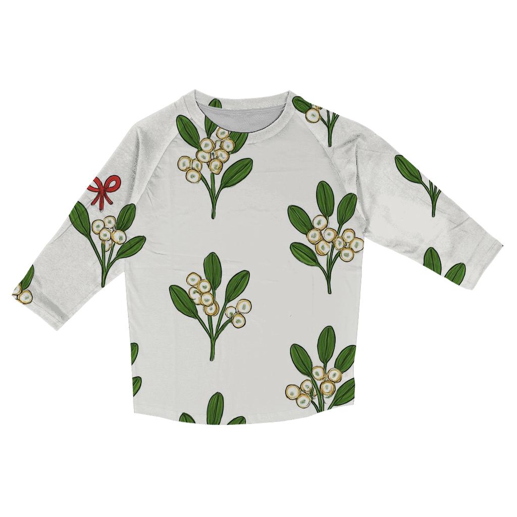 Mistletoe Dot Matrix On White Background printed three quarter sleeve shirts