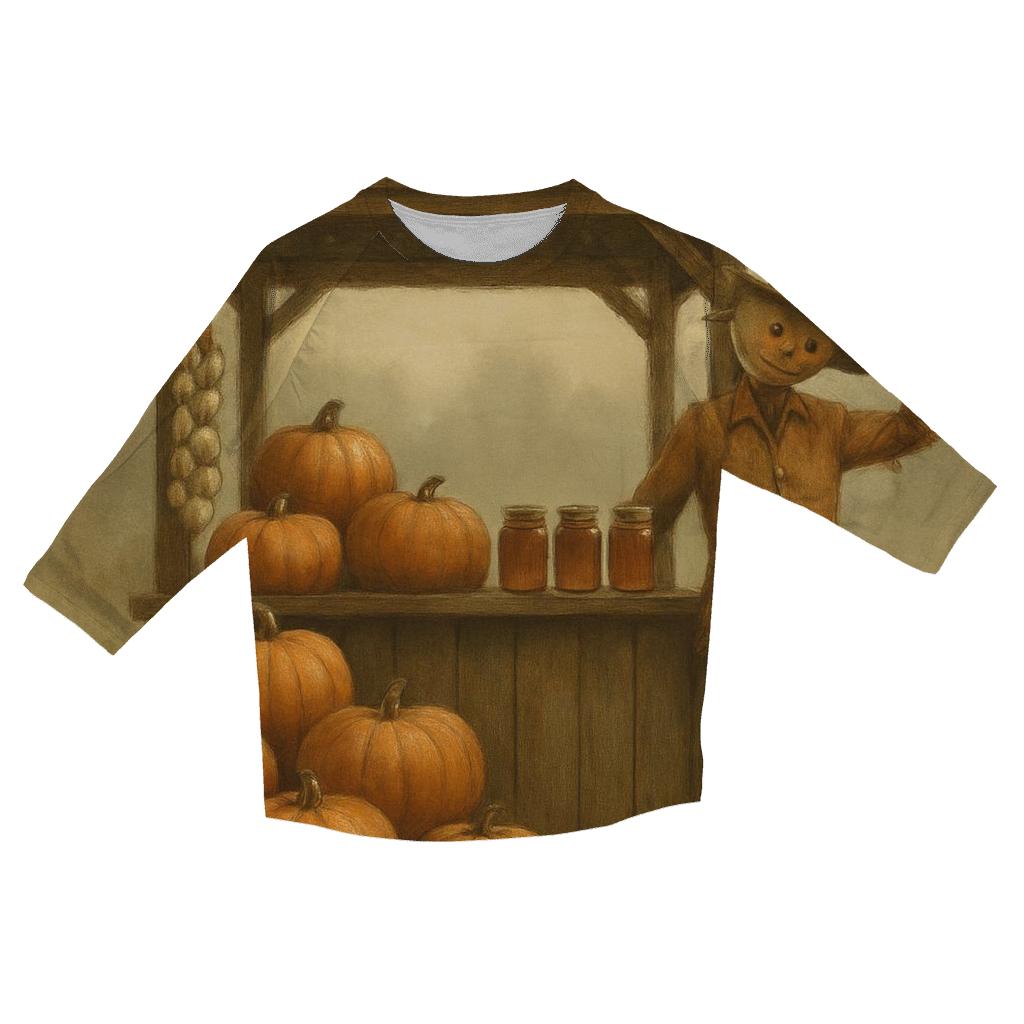 Farmstand Thankfulness Still Morning printed three quarter sleeve shirts