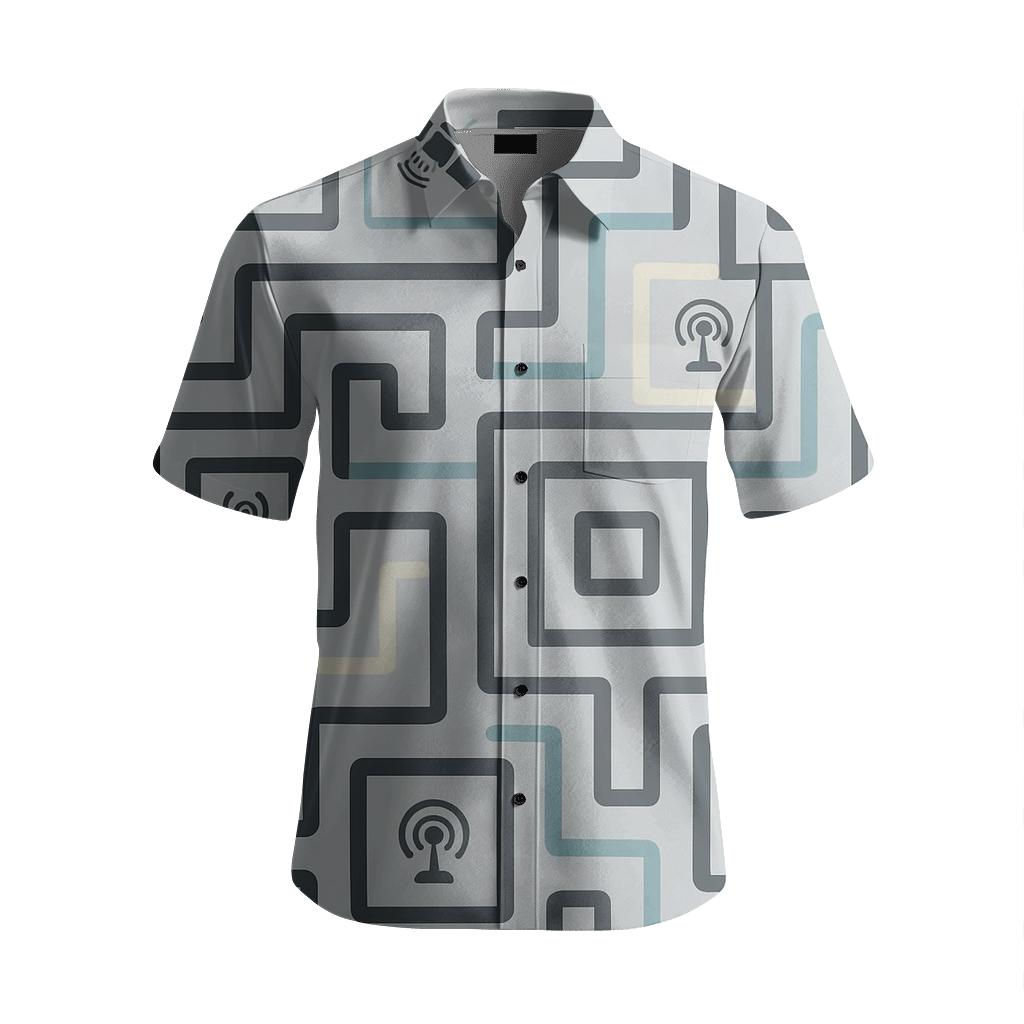 Satellite Circuit Geometric Fretwork unique embroidered patterns