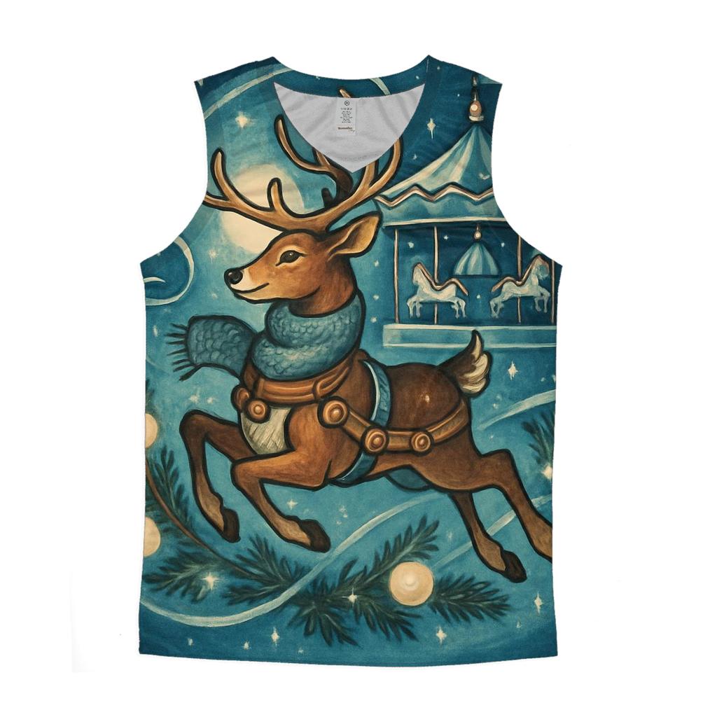 Reindeer Carousel Night Ride sports performance tank tops
