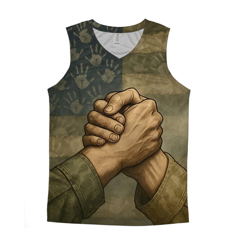 Camouflage Mosaic Flag Of Many Hands trendy fitted tank tops