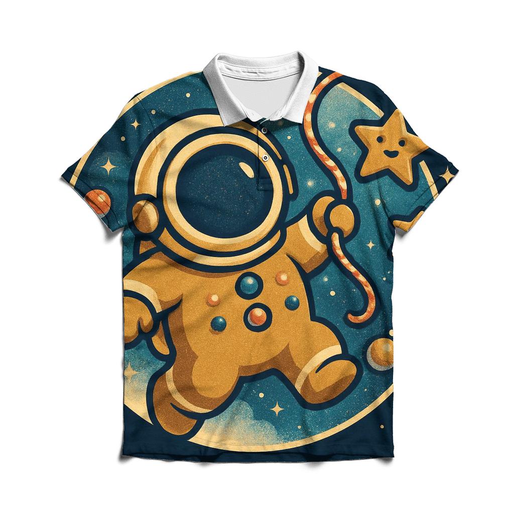 Gingerbread Astronaut Cookie Rescue embroidered polo tops