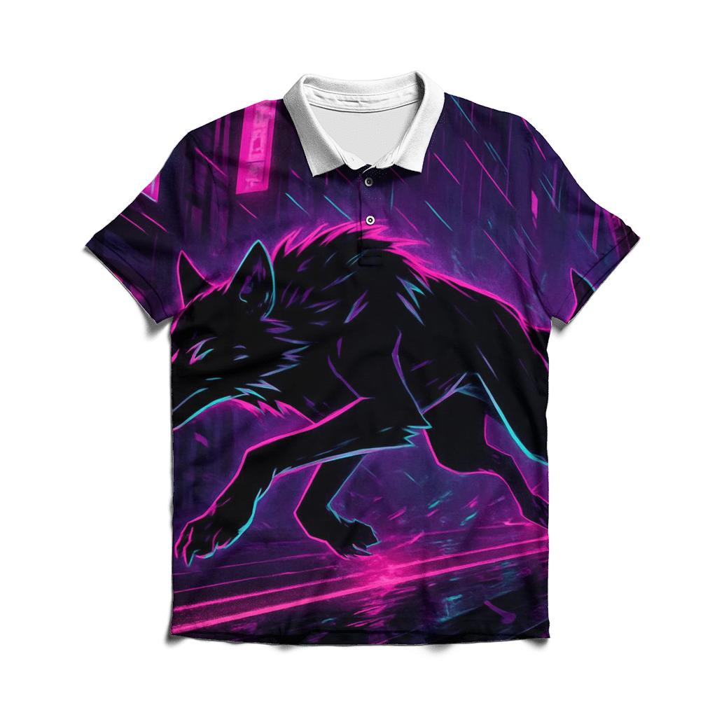 Neon Alley Moonrunner Wolf personalized polo shirts