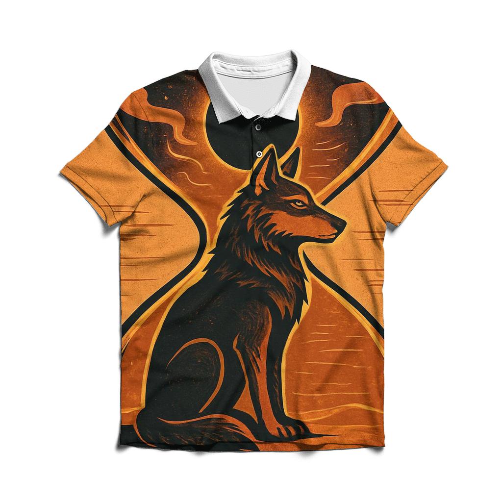 Desert Eclipse Sandglass Wolf designer slim fit polos