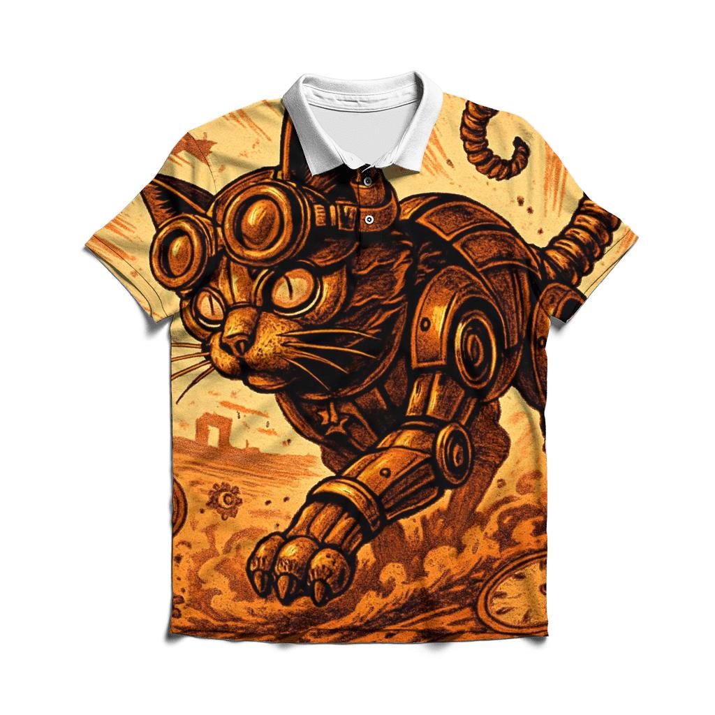 Clockwork Desert Caravan Cat branded logo polo shirts