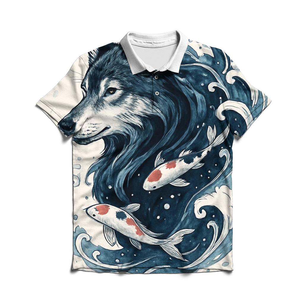 Ink Tide Koi Wolf Hybrid classic pique polos