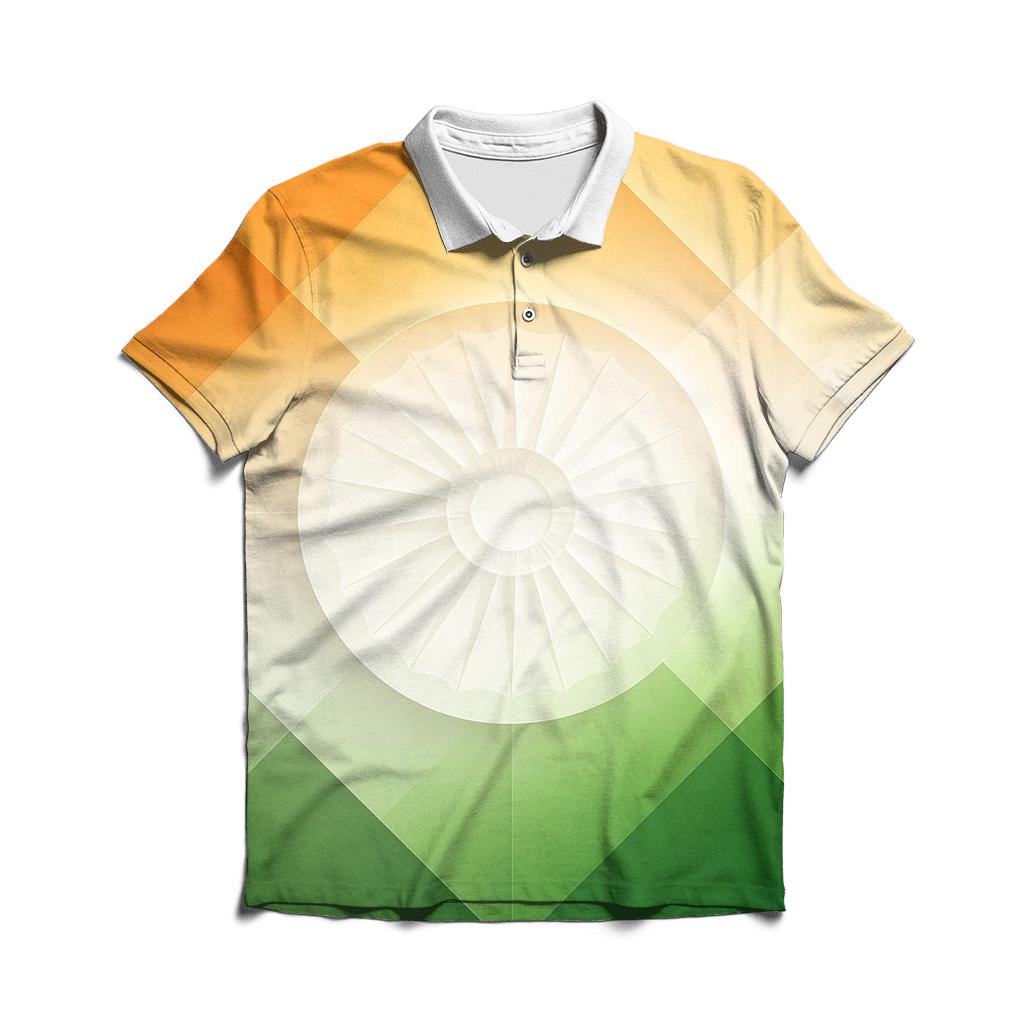 India Geometric Spectrum Flag Mosaic classic pique polos