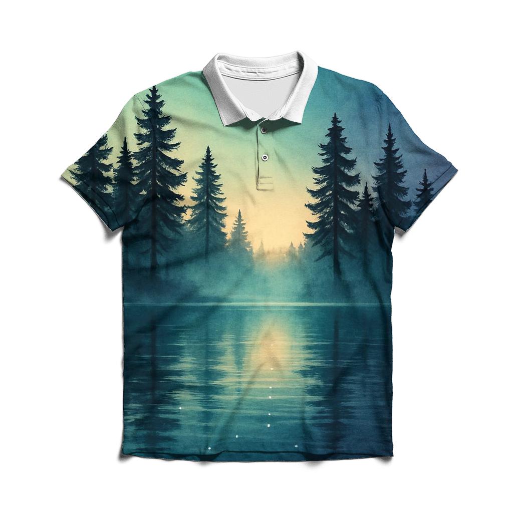 Pines Under A Melted Sky branded logo polo shirts