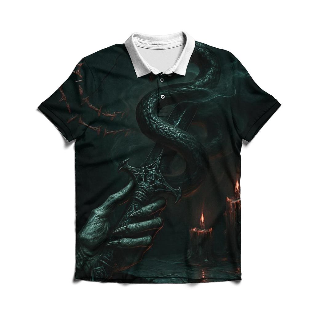 The Serpent Dagger Covenant premium cotton polo shirts