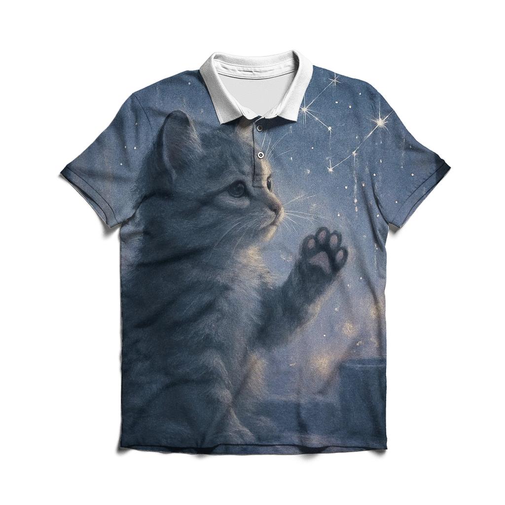 Rainy Window Purring Constellations stylish collar polo tees