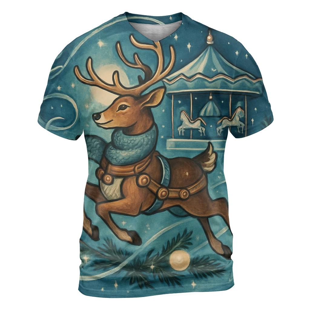 Reindeer Carousel Night Ride statement graphic shirts