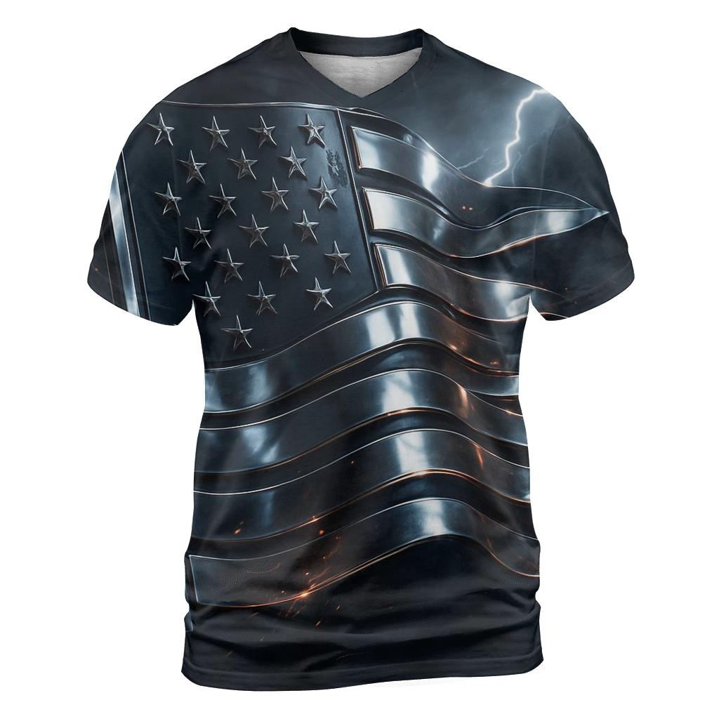 Chrome Stripes Thunder Break statement graphic shirts