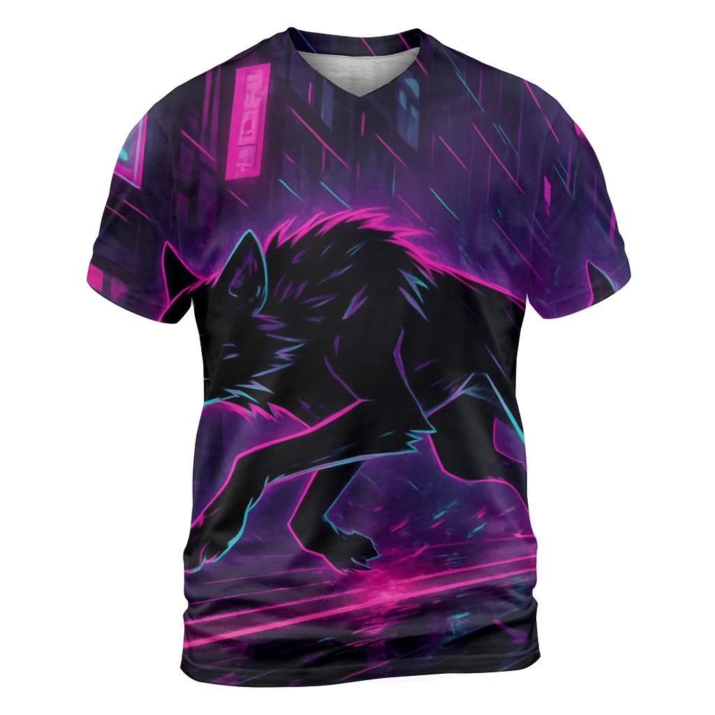 Neon Alley Moonrunner Wolf unique graphic print tees