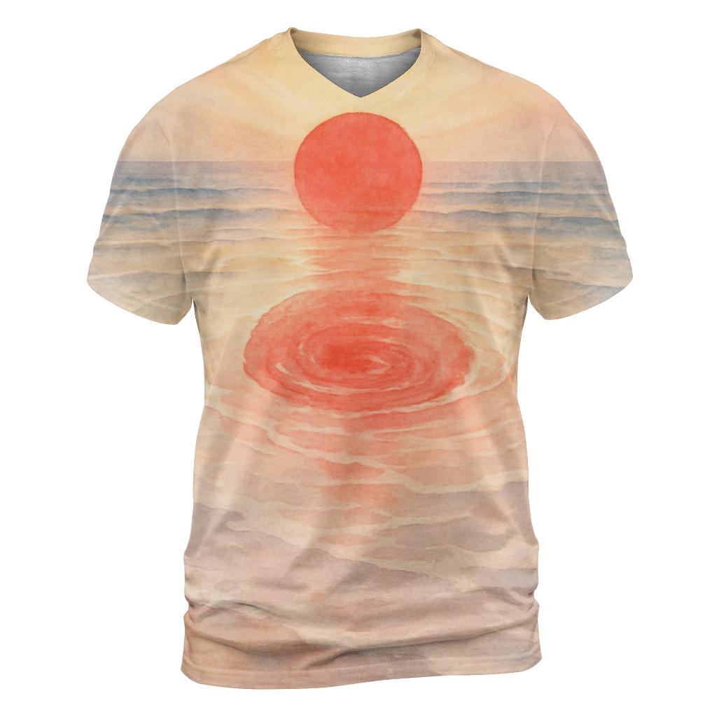 Japan Watercolor Rising Tide Flag creative print fashion shirts