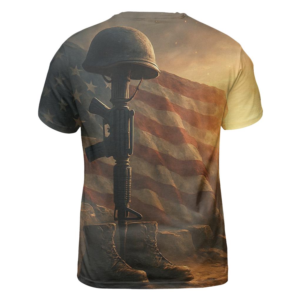 Fallen Rifle Vigil In Crimson Dawn statement graphic shirts