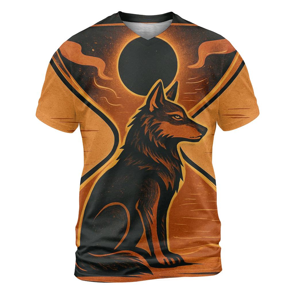 Desert Eclipse Sandglass Wolf creative print fashion shirts