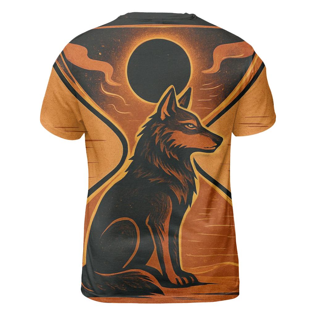 Desert Eclipse Sandglass Wolf creative print fashion shirts