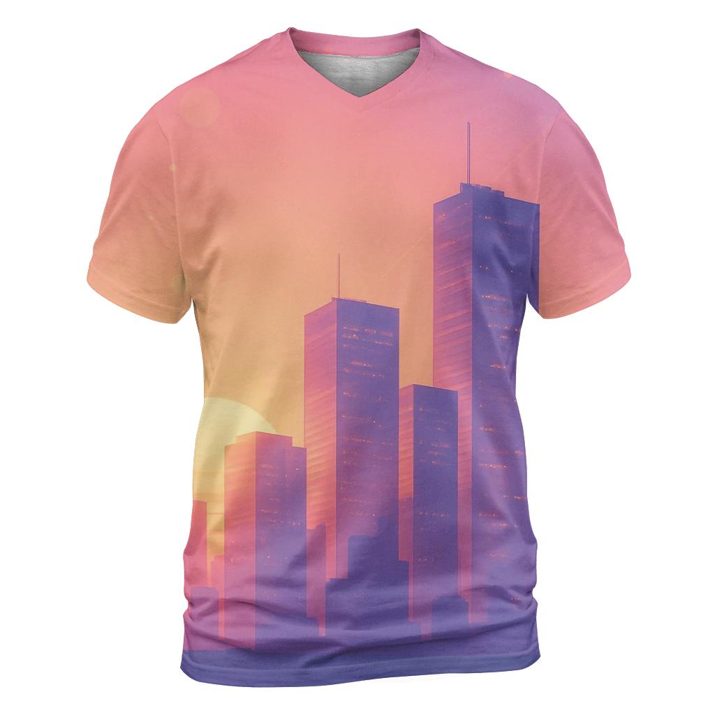 City Glass Sunset Drift artistic all-over print tops